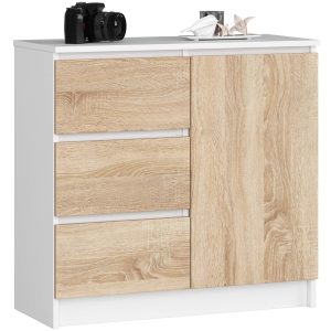 KOMODA K80 JERRY 1D 3SZ PK BIAŁA / DĄB SONOMA