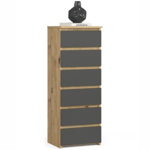 KOMODA CL6 PK DĄB ARTISAN / SZARA