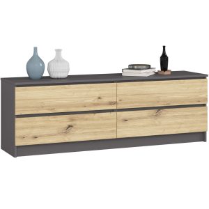 KOMODA K160 4SZ CLP PK GRAFIT SZARY / DĄB ARTISAN