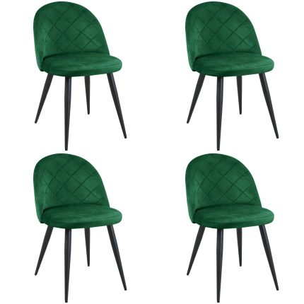 4x Welurowe krzesło tapicerowane pikowane SJ.077 Butelkowa Zieleń
