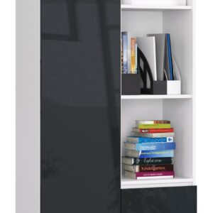 REGAŁ BIUROWY R 80 cm CLP R11 BIAŁY / GRAFIT POŁYSK