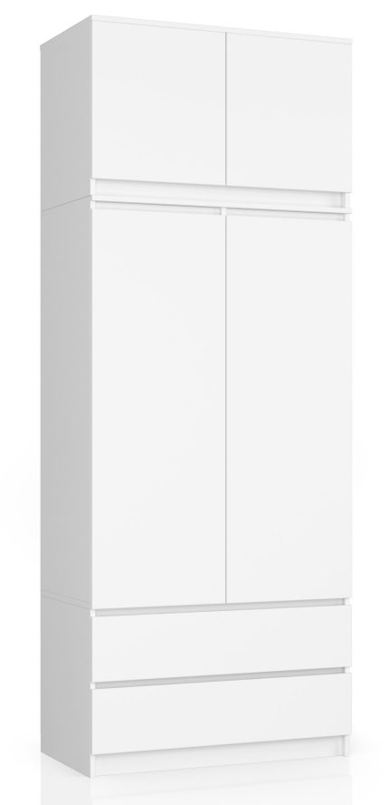 SZAFA Z NADSTAWKĄ S 90 cm 2 DRZWI 2 SZUFLADY PK BIAŁA