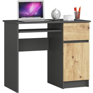 BIURKO KOMPUTEROWE PIKSEL PK SZARE / DĄB ARTISAN - PRAWE