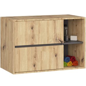 SZAFKA ŁAZIENKOWA POD UMYWALKĘ VAMI W90 2SZ 2P PK DĄB ARTISAN / GRAFIT SZARY
