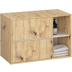 SZAFKA ŁAZIENKOWA POD UMYWALKĘ Z OTWORAMI VAMI W90 UM 2SZ 2P DĄB ARTISAN / KASZMIR