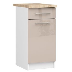 Szafka OLIWIA S40 SZ1 + BLAT BIAŁA / CAPPUCCINO POŁYSK