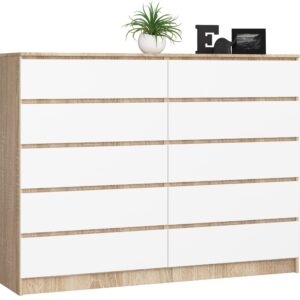 KOMODA K160 10SZ CLP PK DĄB SONOMA / BIAŁA