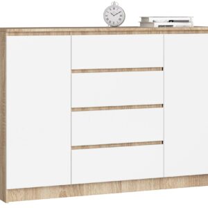 KOMODA K140 2D 4SZ CLP PK DĄB SONOMA / BIAŁY