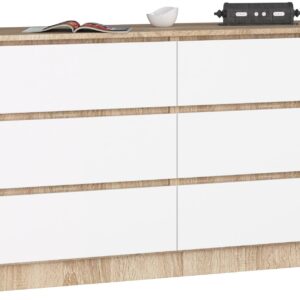 KOMODA K140 6SZ CLP DĄB SONOMA / BIAŁY