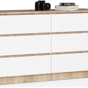 KOMODA K120 6SZ CLP PK DĄB SONOMA / BIAŁY