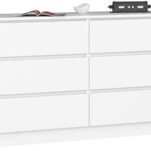 KOMODA K 140 cm 6 SZUFLAD PK BIAŁA