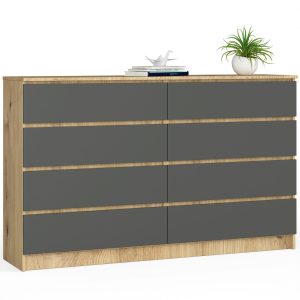 KOMODA K160 8SZ CLP PK DĄB ARTISAN / SZARY