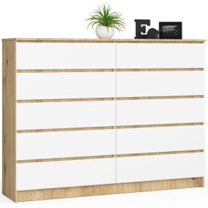 KOMODA K160 10SZ CLP PK DĄB ARTISAN / BIAŁY