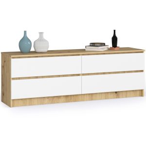KOMODA K160 4SZ CLP PK DĄB ARTISAN / BIAŁY
