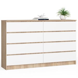 KOMODA K160 8SZ CLP PK DĄB SONOMA / BIAŁA