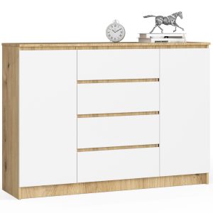 KOMODA K140 2D 4SZ CLP PK DĄB ARTISAN / BIAŁY