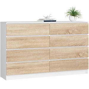 KOMODA K160 8SZ CLP PK BIAŁA / DĄB SONOMA
