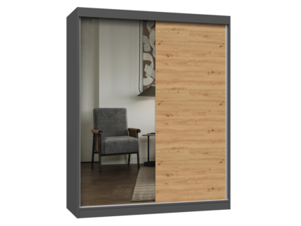 Szafa IGA 160 A/B ANTRACYT ARTISAN 1 x Lustro Do Sypialni Przedpokoju