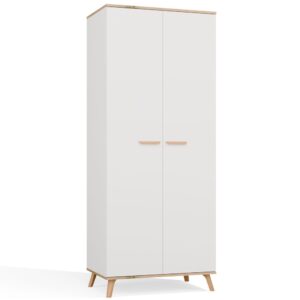 Szafa Ubraniowa OLYMPO 2D BIAŁA DĄB ARTISAN 80 Cm Drążek 2 Drzwi Sypialnia
