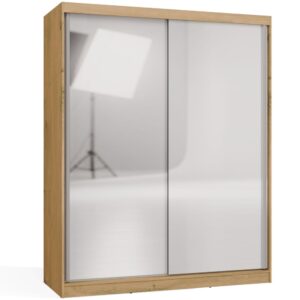 SZAFA Przesuwna IGA 160 2 Lustra DĄB ARTISAN BIEL – Nowoczesny Design