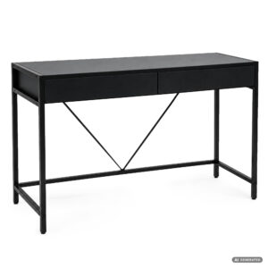 Biurko komputerowe LOFT PURE Czarne 124 cm 2 szuflady czarne nogi styl industrialny 124x50x80 cm